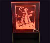 Red LED s engraved sign