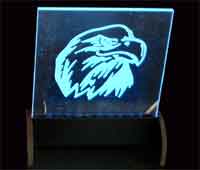 Blue LED s engraved sign